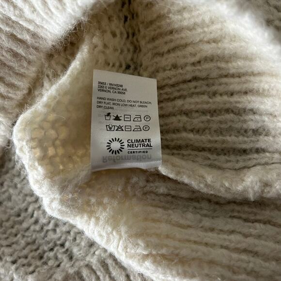Reformation Kaya Oversized Baby Alpaca Wool Sweater Cream Sz XS Cozy Chunky Knit - Picture 15 of 16